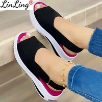 2021 summer new womans summer sandals buckle open toe outdoor sandals wedges fashion sexy solid color slippers plus size 35 43