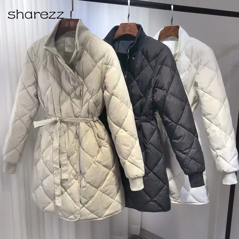 Зимняя куртка женская Ультра Легкая белая парка на утином пуху Женская водолазка