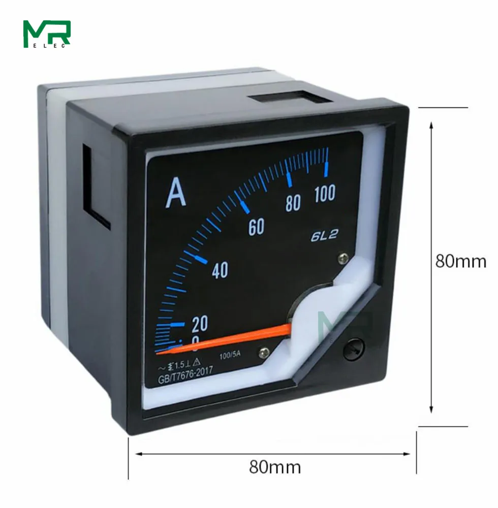 

NEW 6L2-A pointer ammeter analog ammeter 80mm x 80mm AC50/5A AC100/5A AC2000/5A AC3000/5A Pointer type AC ammeter