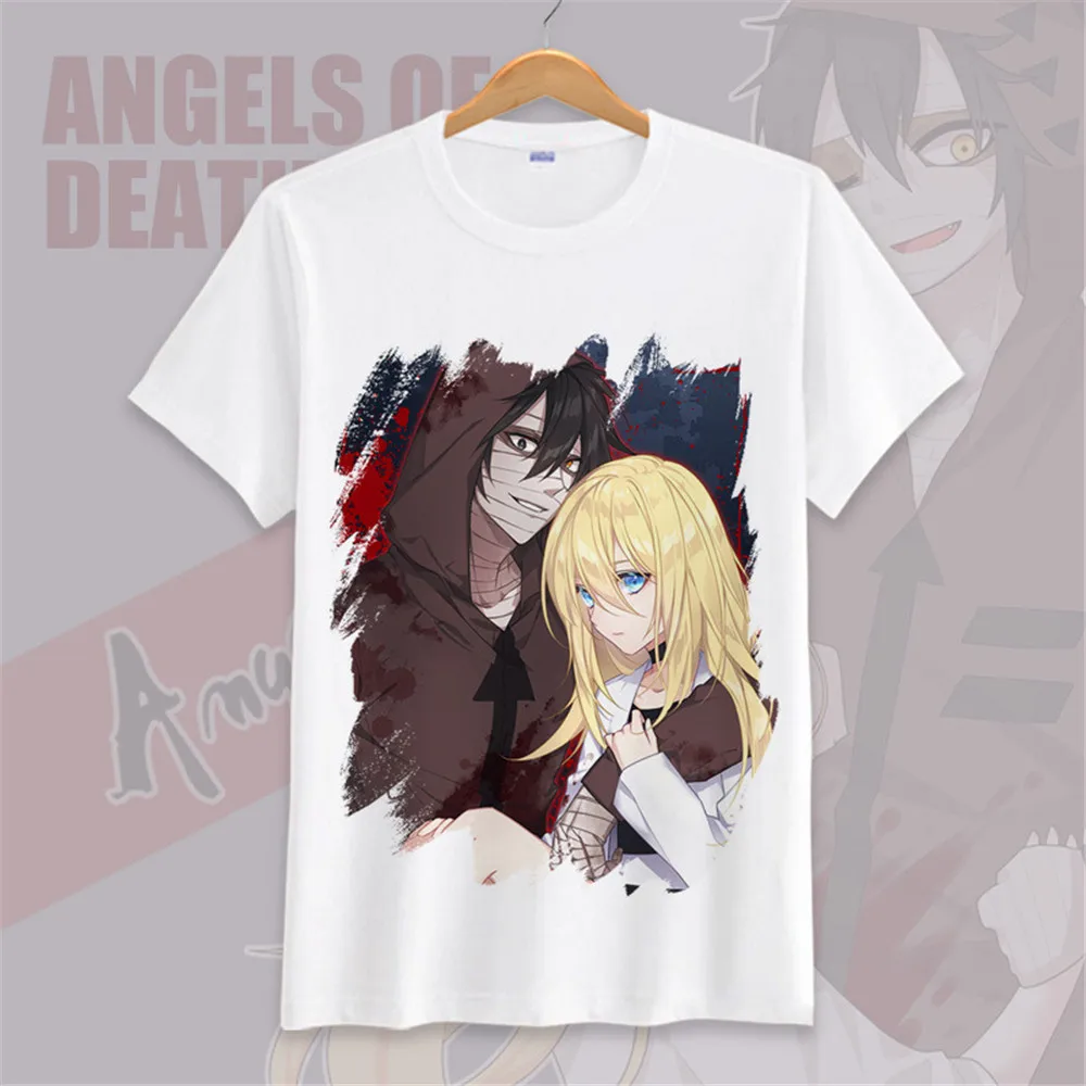Летняя футболка аниме японские ангелы смерти короткий рукав круглый вырез