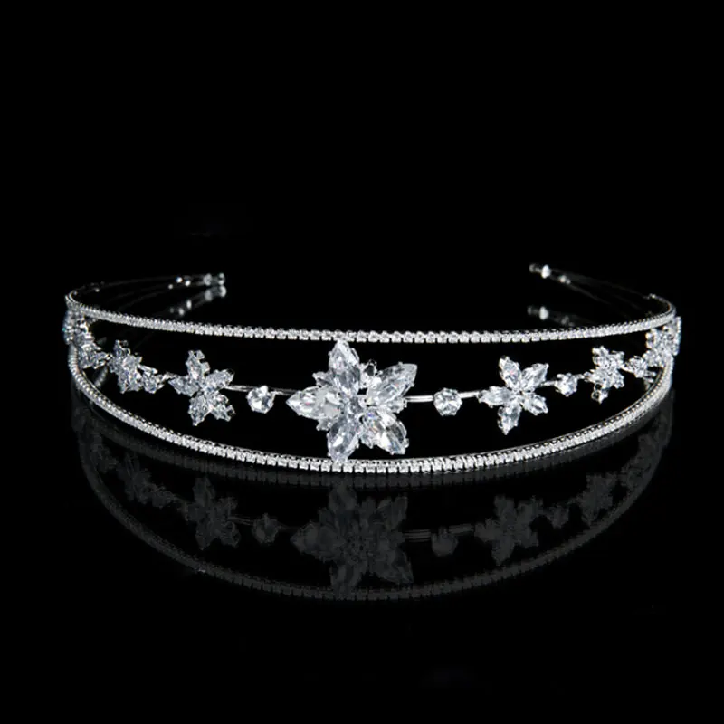 

5Pcs Crystal Bridal Crown Flowers Luxury Tiara for Women Trendy King Hair Headband Rhinestone Hair Accessories Jewelry 2021