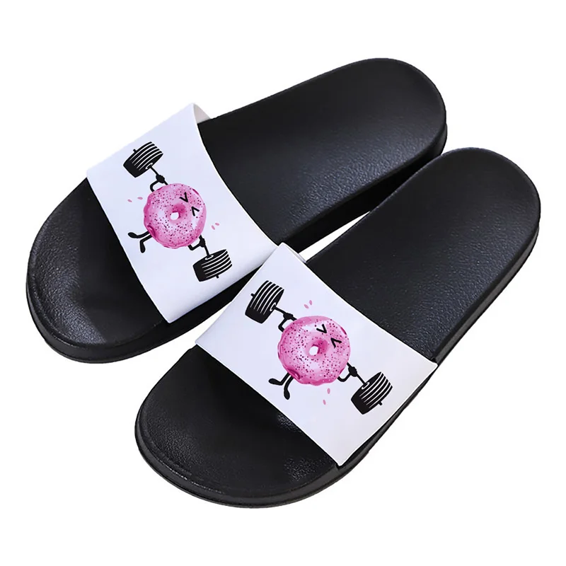 

2021 New Fashion Slippers For Lady Girls Cute donut weightlifting Summer Beach Fashion Open Toe Slippers Women's Non-slip Slides