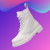 lychee pattern martin boots womens head layer soft leather short boots pure white leather motorcycle boots plus size 34 44