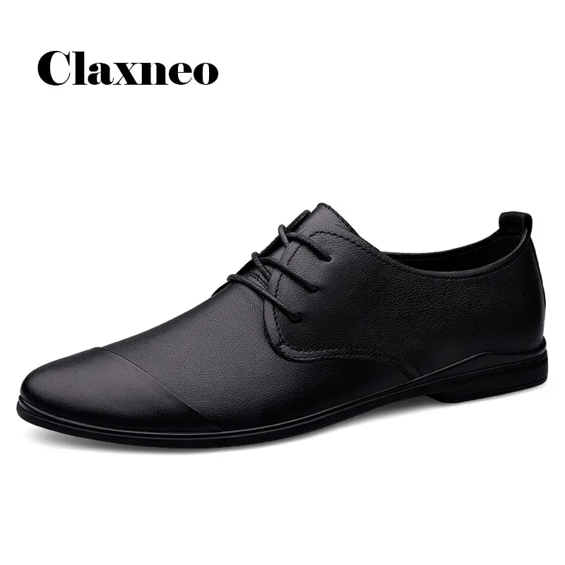 Мужские кожаные туфли коричневые классические из натуральной кожи на плоской