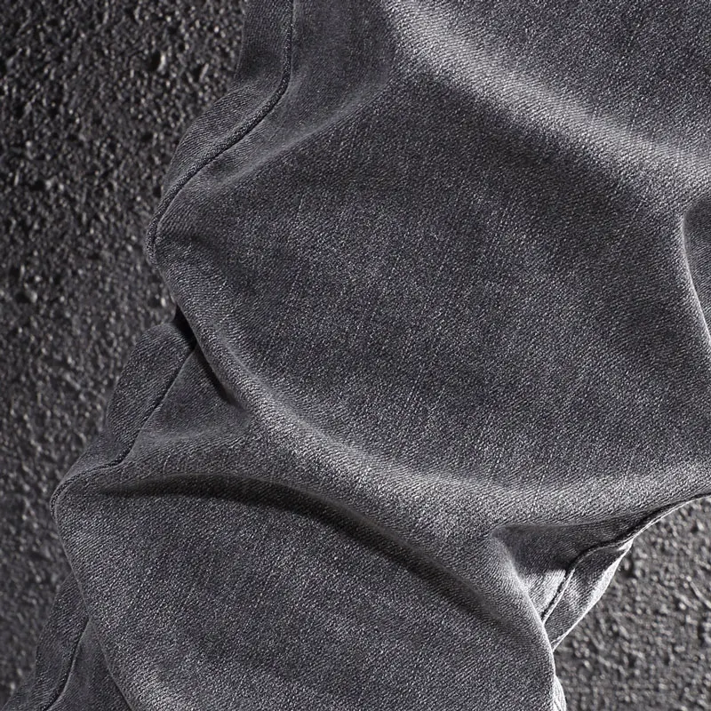 Newly Streetwear Fashion Men Jeans Retro Gray Elastic Slim Fit Vintage Designer Jeans Men Korean Style Casual Denim Pencil Pants