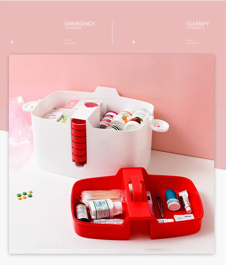 

Medicine Box Household Medicine Box Drug Storage Box Family Size Portable Visiting Emergency Medical Kit QK