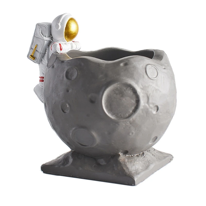 

Figurine Astronaut Ornament Table Ornament Decor Crafts Pen Holder Makeup Box