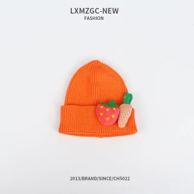 Orange CoolCheer/Новые шапки, шапка s, Детская шерстяная шапка с морковкой, карамельный цвет, осенне-зимний теплый непродуваемый вязаный головной убор - Цвет: Orange