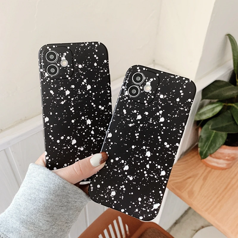 

Painting Ink Dot Phone Case For iPhone 11 12 Pro Max 12Mini X 10 Xsmax XR 7 8 Plus Graffiti Coque Soft Silicone Etui Capa Cover