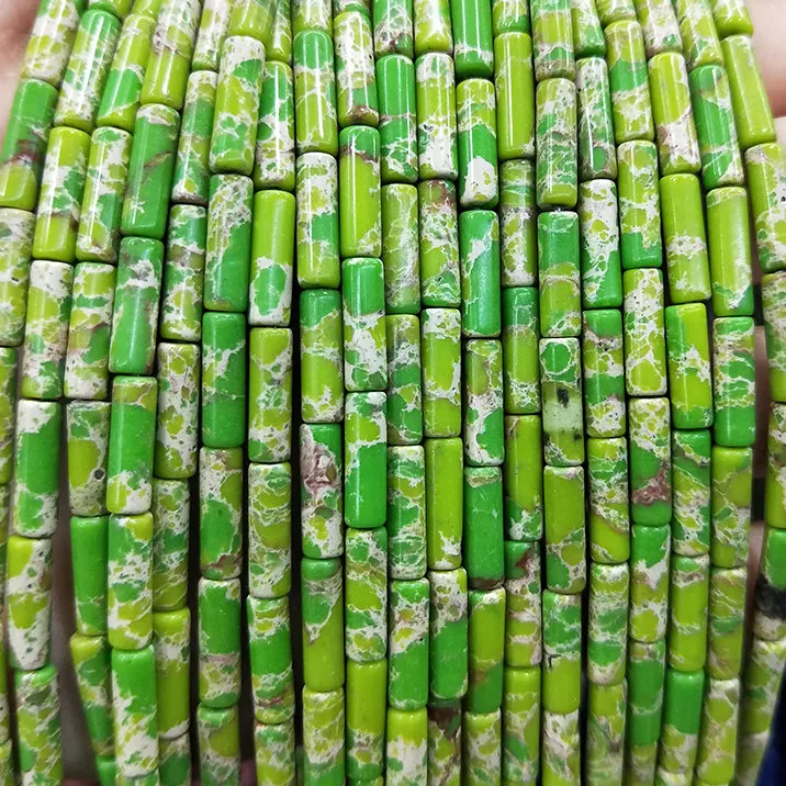 Натуральный круглой трубе каменные бусы красочные бусины 38 см прядь 4 мм x 13 для