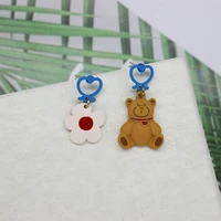 korea cute bear love asymmetrical earrings hit color beautiful girl flower earrings female couple souvenir gift acrylic earrings