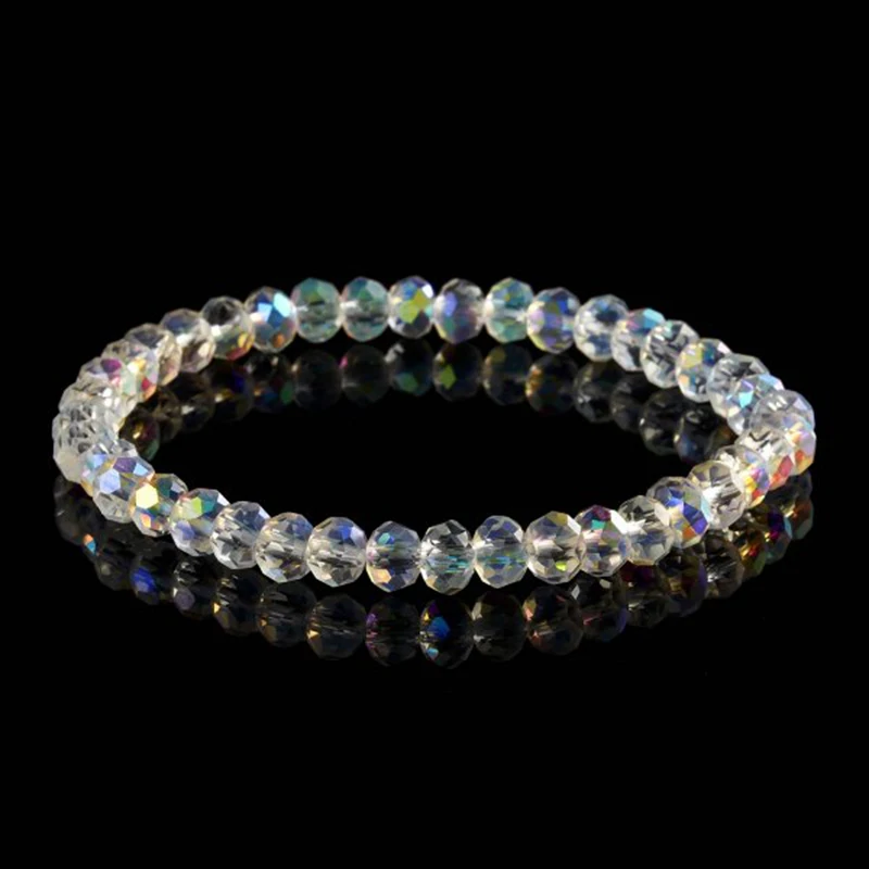 

Sweet Rainbow Clear Crystal Square Geometric Beads Bracelet Jewelry Women Girls Wedding Party Adjustable Friendship Gifts