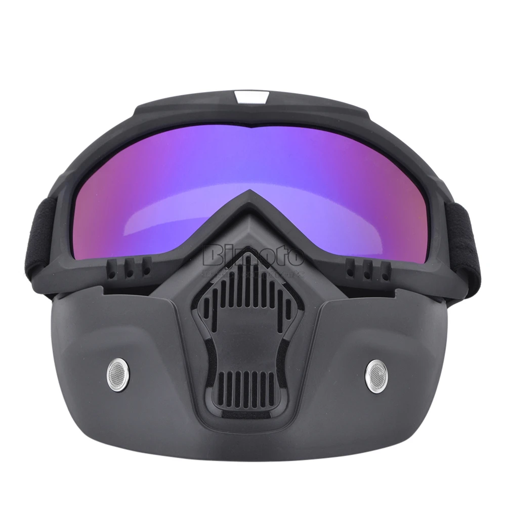 BJMOTO Мотокросс Съемная модульная маска очки и рот фильтр для мотоцикла открытое лицо винтажный шлем
