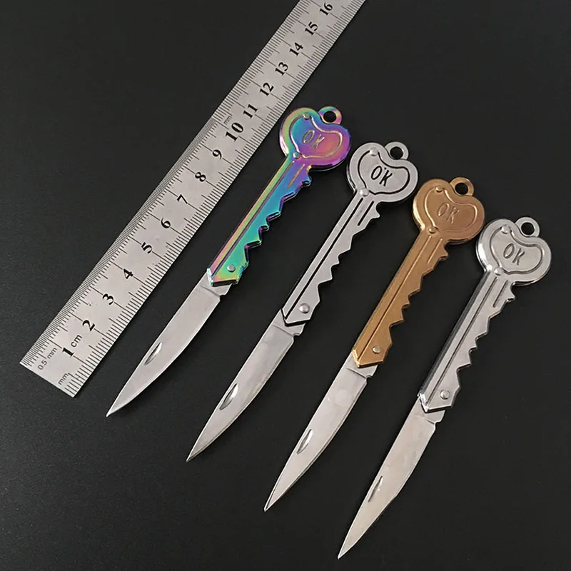 

Ring Keychain Mini Key Knife Form Key Blade Box Package Folding Pocket Multi-tool Letter Opening Gadget Kit Camp Outdoor