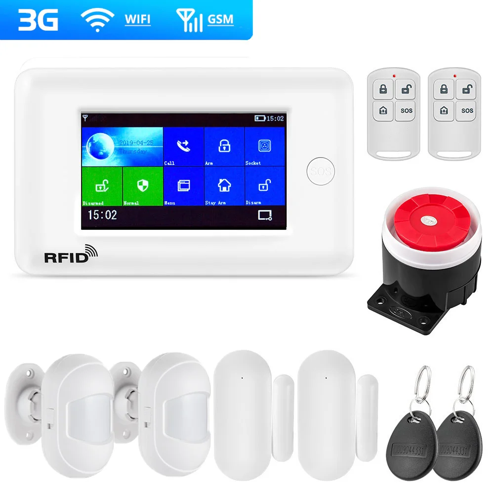 Охранная сигнализация FUERS 3G GSM Wi Fi 4 3 дюйма с беспроводным датчиком