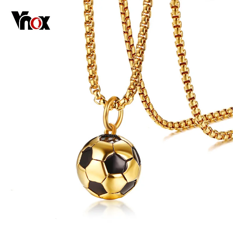Спортивный кулон Vnox в виде футбола для мужчин ожерелье из нержавеющей стали