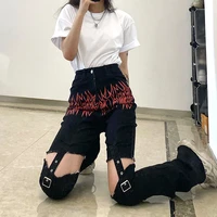 women sexy dark academia pants cargo pants hollow out trousers female fashion high waist pants casual trouser gothic streetwear