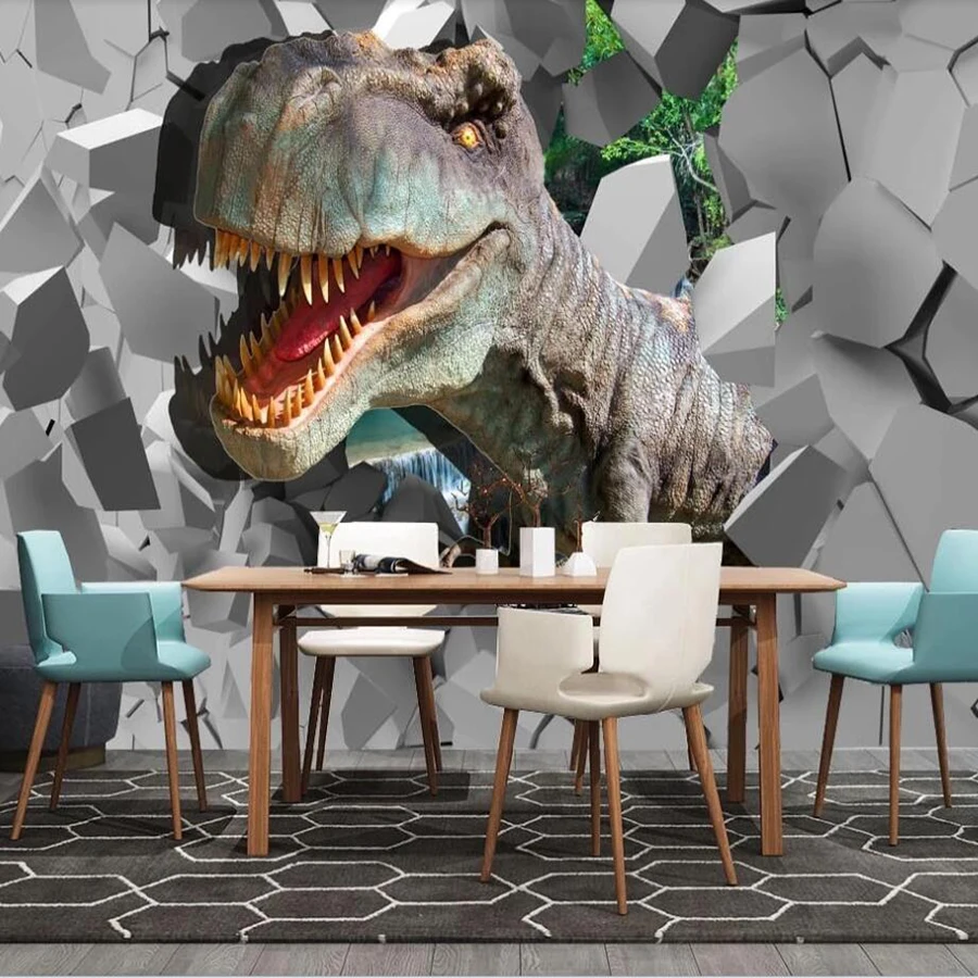 3D обои Milofi на заказ реалистичные сломанные стены с динозавром стерео фон для стен