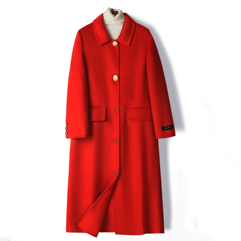 

coat whom cultivate morality show thin over-the-knee new high-end thickening woolen cloth coat in the spring of 2020