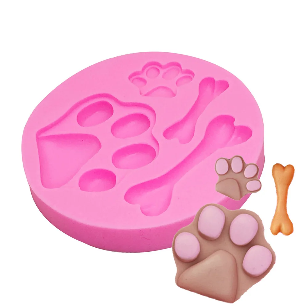 Dog Feet Footprint Bone Silicone Mold Fondant Cake Decoration Kitchen Cooking Tools Chocolate | Дом и сад