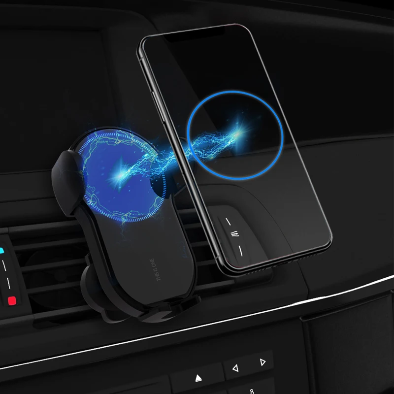 15 Вт Быстрое Qi автомобильное беспроводное зарядное устройство для iPhone X Samsung Xiaomi 9 крошечное автоматическое зажимное Беспроводное зарядное устройство вентиляционное отверстие Автомобильный держатель для теле