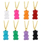 Ожерелье ярких цветов Y2K с мини-медведем, милая металлическая подвеска с капающим маслом, цепочка на шею для женщин, друзей, искусственные подарки