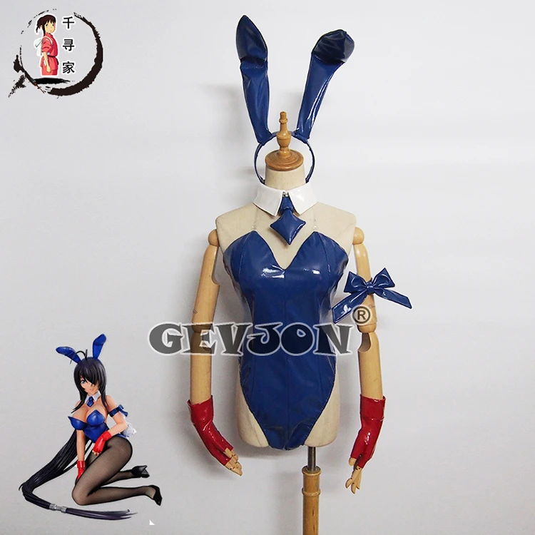 

Anime Ikkitousen Kanu Unchou Cosplay Costume Blue Sexy PU Leather Bunny Girl Jumpsuit Role Play Clothing High-End Custom Make