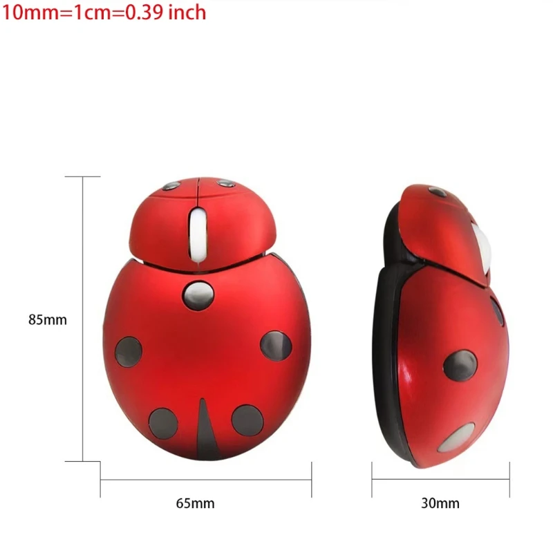 

Mini Animal Shape Mice with USB Receiver 2.4GHz Small Ladybug Cartoon Mouse Compatible with Most Systems