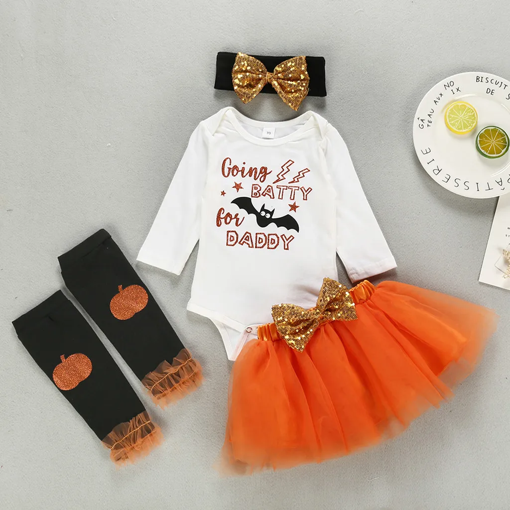 Детский комбинезон на Хэллоуин для маленьких девочек топы Однотонная юбка пачка