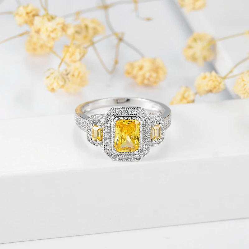 Женское серебряное кольцо ANGELFRIGG с желтым кубическим цирконием Юбилейный выпуск