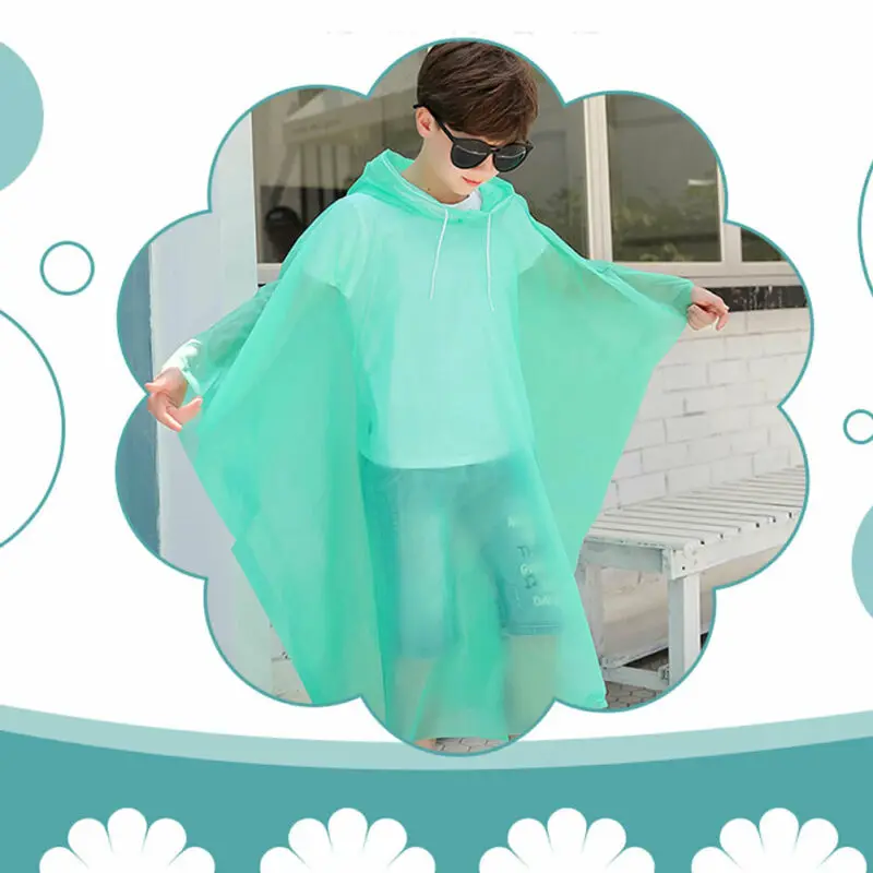 Водонепроницаемая куртка из полиэтилена с капюшоном дождевик пончо