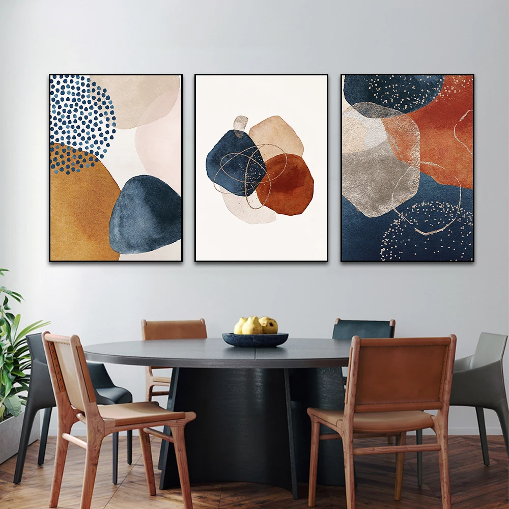 

Abstract Geometric Line Morandi Orange Watercolor Wall Poster Print Nordic Canvas Painting Art Pictures Living Room Home Decor