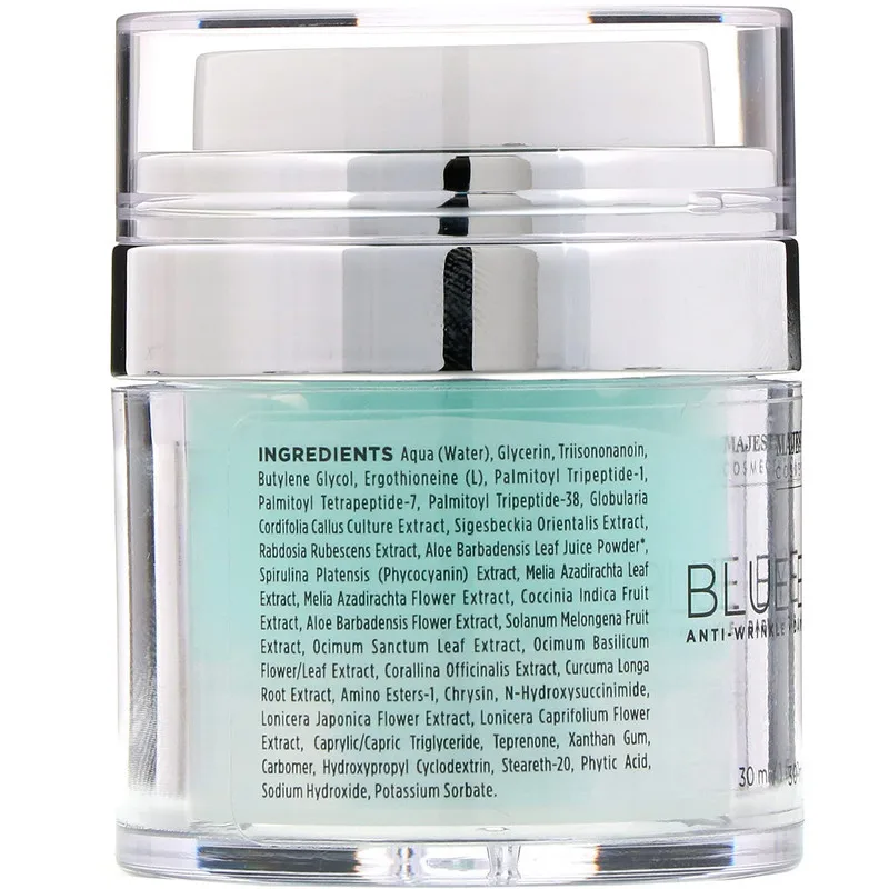 

Lightly apply Blue Eye Gel, around the eye area to reduce wrinkles and dark circles-dramatically