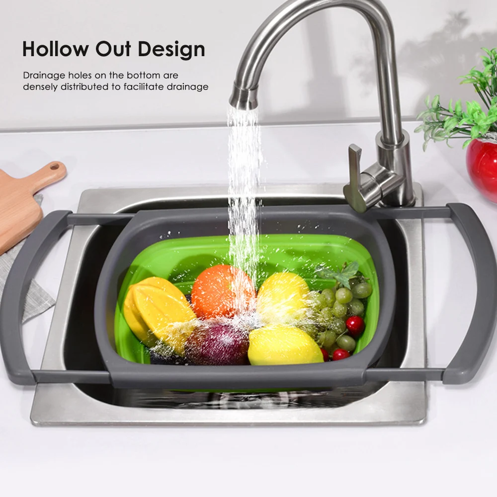 Фильтр для дуршлага из силикона с выдвижными ручками кухонная корзина мытья