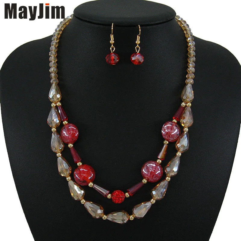 Модное винтажное ожерелье MayJim из цветной глазури с кристаллами ювелирные наборы