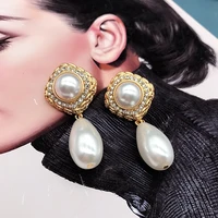 rhinestone stud earrings pearl pendant geometry jewelry wedding party accessories