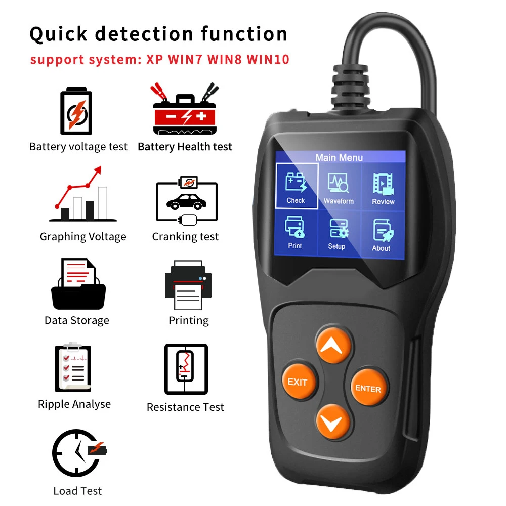 12 В автомобильный тестер батареи от 100 до 2000CCA аккумуляторных инструментов для