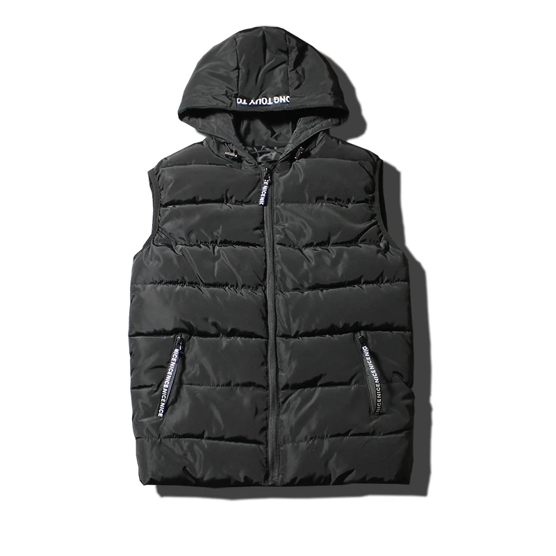 Мужская жилетка с капюшоном новинка 2019 осенняя зимняя теплая без рукавов мужская