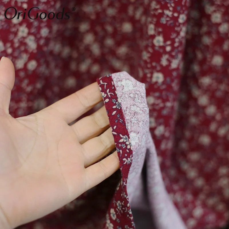 

OriGoods Long sleeve Autumn Dress Women Flower Print Chinese style Long Dress for Women Cotton Linen Floral Dress Robe A485