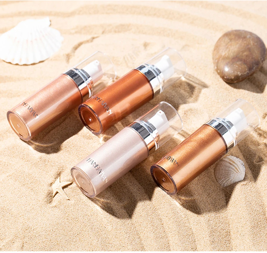 HANDAIYAN Shimmer Body Highlighter Cream Face Illuminator Makeup Liquid Bronzer Brighten Highlighter Metallic Rose Gold Cosmetic