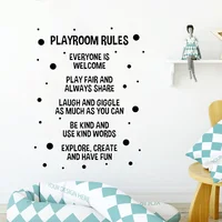 Playroom Rules Wall Stickers Nursery Kids Room Home Decor Vinyl Wall Decals Boys Gaming Room Dormitory House Decoration Z048