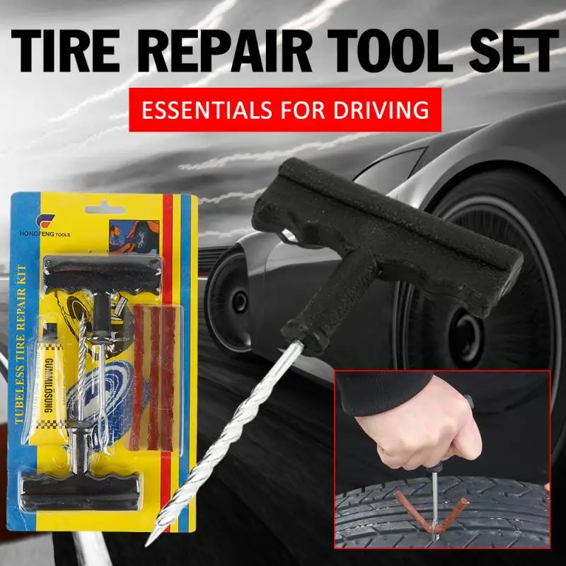 

1pc Emergency Car Tire Repair Tool Kit Studding Tool Set Auto Bicycle Motorcycle Tubeless Tyre Puncture Plug Garage Repair Tools