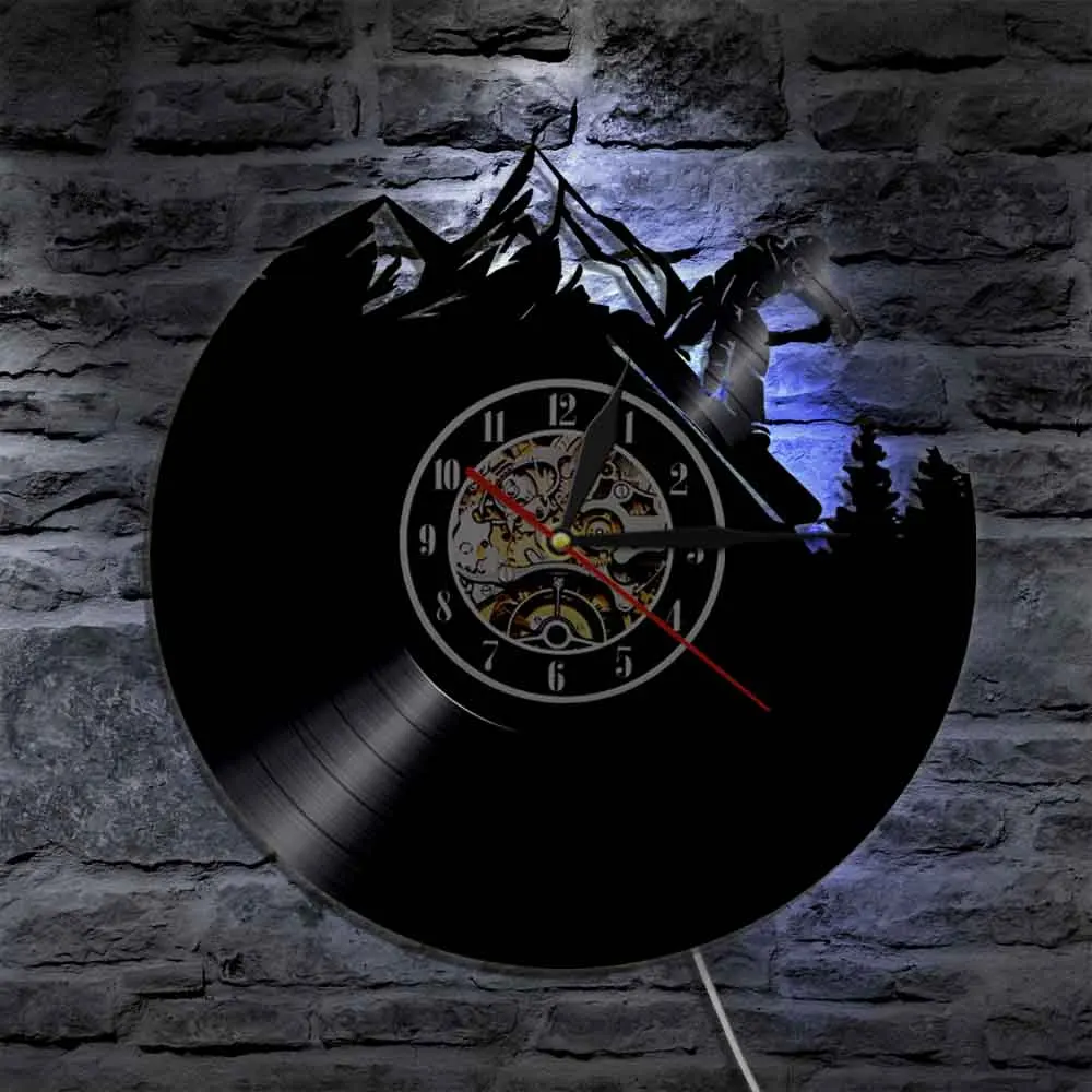 Снеговая Лыжная Alps светодиодный светильник знак настенные часы путешествия