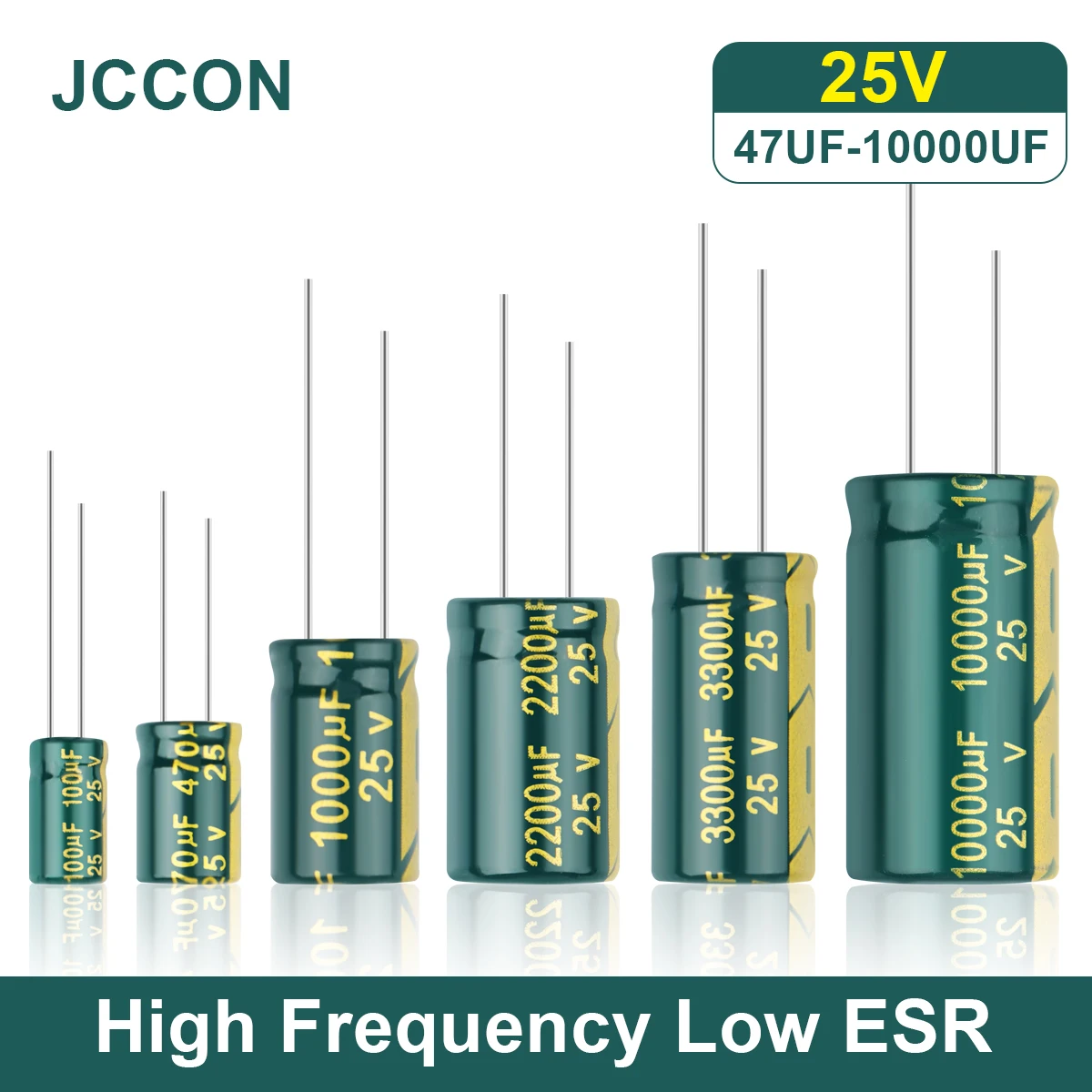 Алюминиевый электролитический конденсатор JCCON, высокочастотный конденсатор с низким ESR 25 в 47 мкФ 100 мкФ 100 мкФ 220 мкФ 330 мкФ 470 мкФ Ф 680 мкФ 1000 мк...