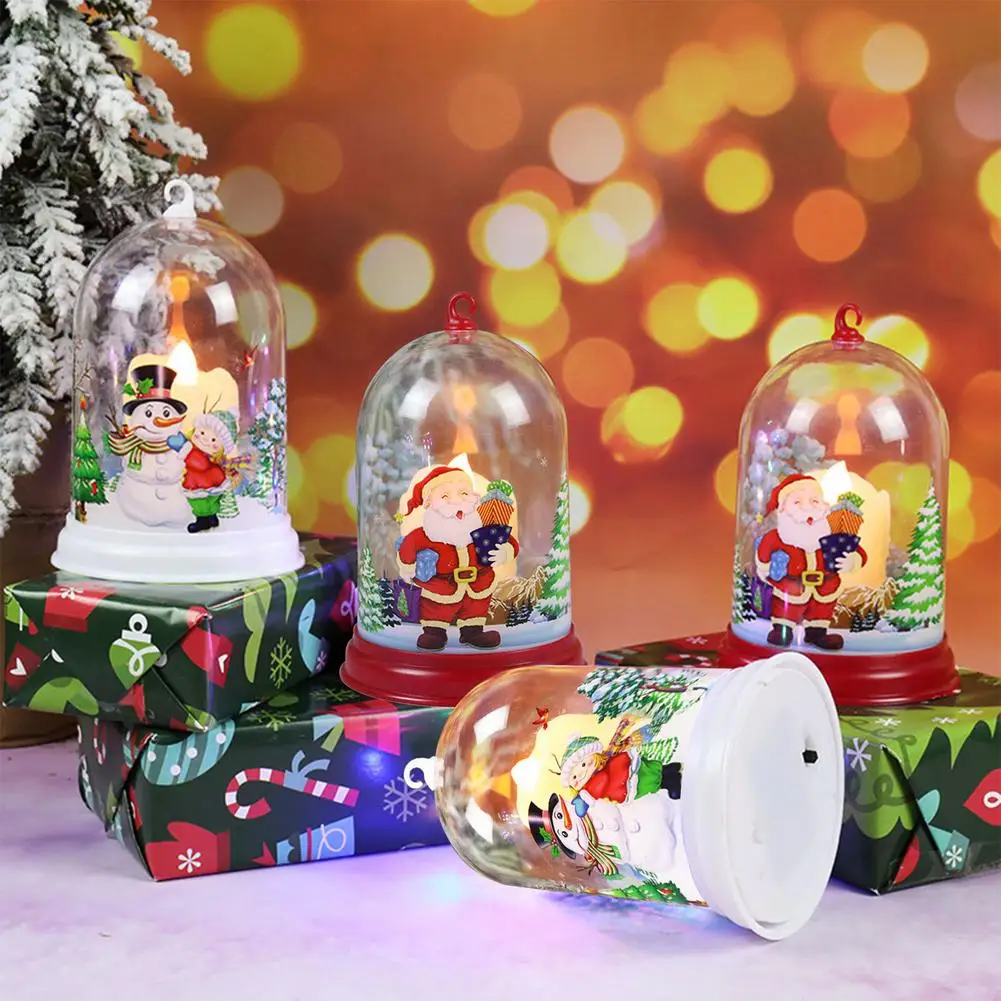 

Christmas Ornaments Lantern Luminous LED Candle Holder Santa Snowman Hanging Pendant Light New Year Christmas Gift
