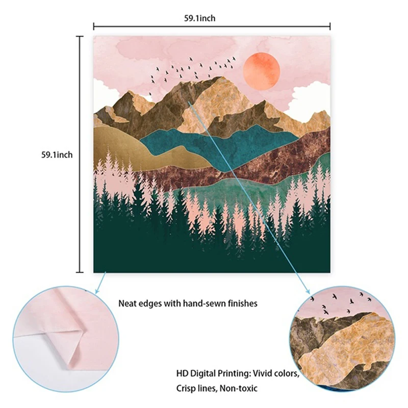 

1pcs Sunset Hills Large Tapestries Wall Hanging Bed Blanket Home Decor Tapestry