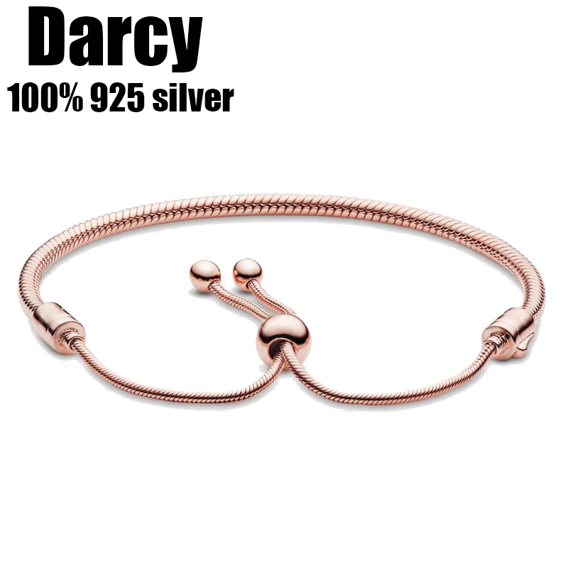 

new Hot Sale pan Bracelet Orginal 100% 925 Sterling Silver Snake Chain Bangle Fit Bead Charms DIY high quality Jewelry for Women