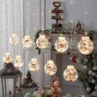 Рождественская гирлянда в виде Санты на новый год 2022, Рождественская светодиодная гирлянда-занавеска светильник ственские украшения для дома, рождественские украшения