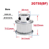 1pcs 2gt timing pulley 55tooth 60 tooth aluminum convex synchronous wheel gear part for 3d printers width 7mm 11mm hole 5mm15mm