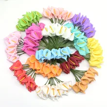 144pcs Mini Foam Calla Lily Artificial Flowers Bouquet for Wedding Decoration Home Decor Handmade Gift Cake Card Flowers Crafts